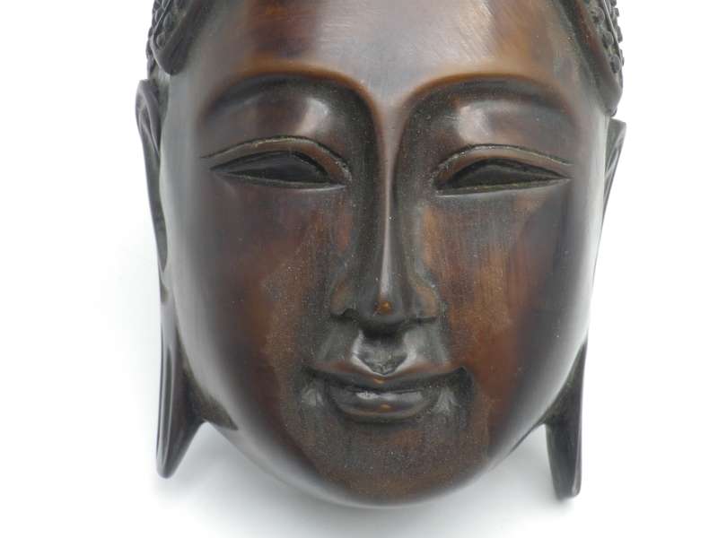 Carved Stone Thai Buddha to hang on wall. Serene Expression. 19x12x6cm