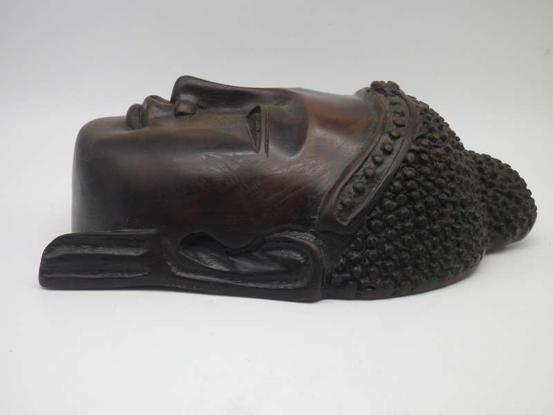 Carved Stone Thai Buddha to hang on wall. Serene Expression. 19x12x6cm