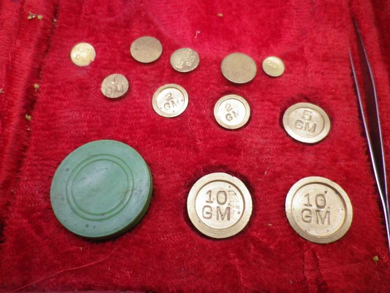 Vintage Apothecary or Jewelers Brass Travel Scale in Leather  Box