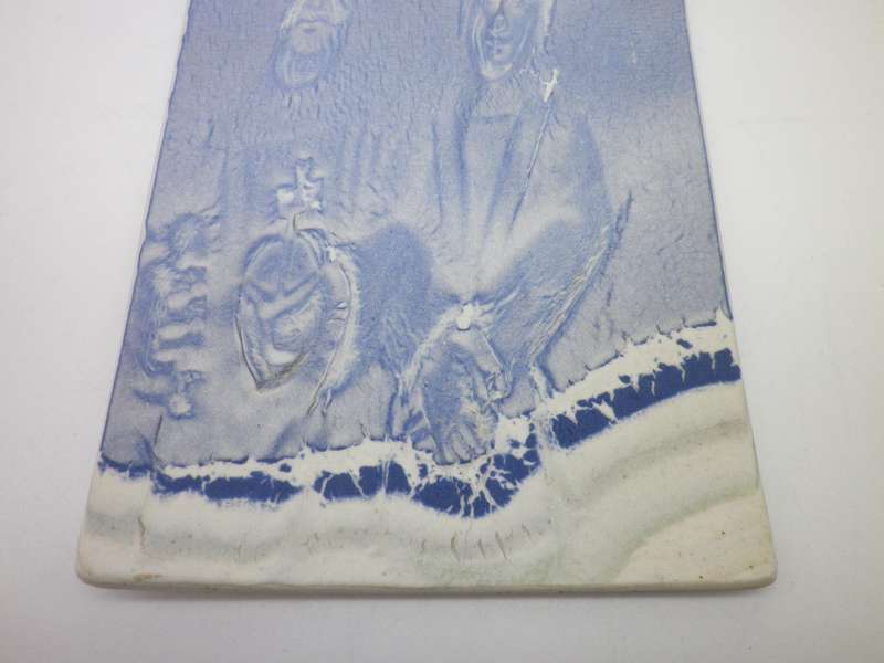 EXQUISITE  Blue Handmade Porcelain Tile by FAMOUS SA ARTIST JOHN BAUER