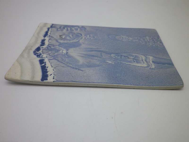 EXQUISITE  Blue Handmade Porcelain Tile by FAMOUS SA ARTIST JOHN BAUER