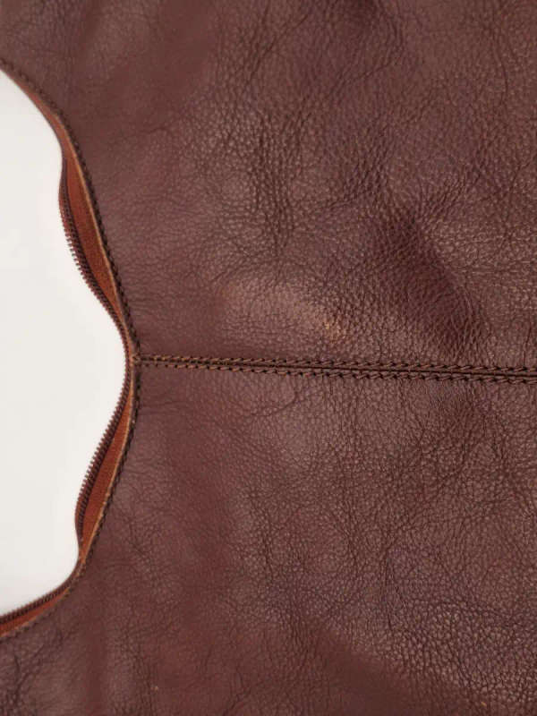Vintage Burgundy Brown Busby Leather Sling Bag. Good Condition.
