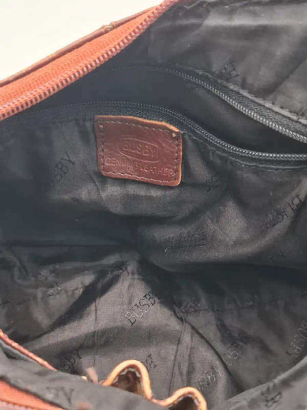 Vintage Burgundy Brown Busby Leather Sling Bag. Good Condition.