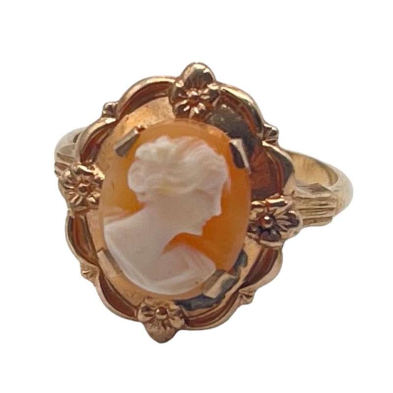 Vintage 10ct Yellow GOLD CAMEO RING. Size: L 1/2 2.13 g