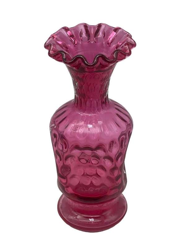 FOR FANGSA ONLY PLEASE! Victorian pink Cranberry glass vase. 18cm