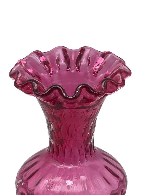 FOR FANGSA ONLY PLEASE! Victorian pink Cranberry glass vase. 18cm