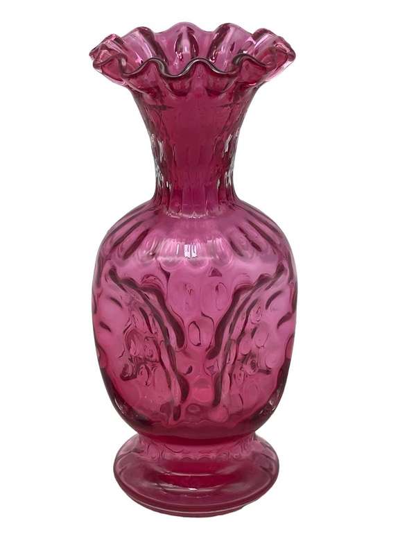 FOR FANGSA ONLY PLEASE! Victorian pink Cranberry glass vase. 18cm