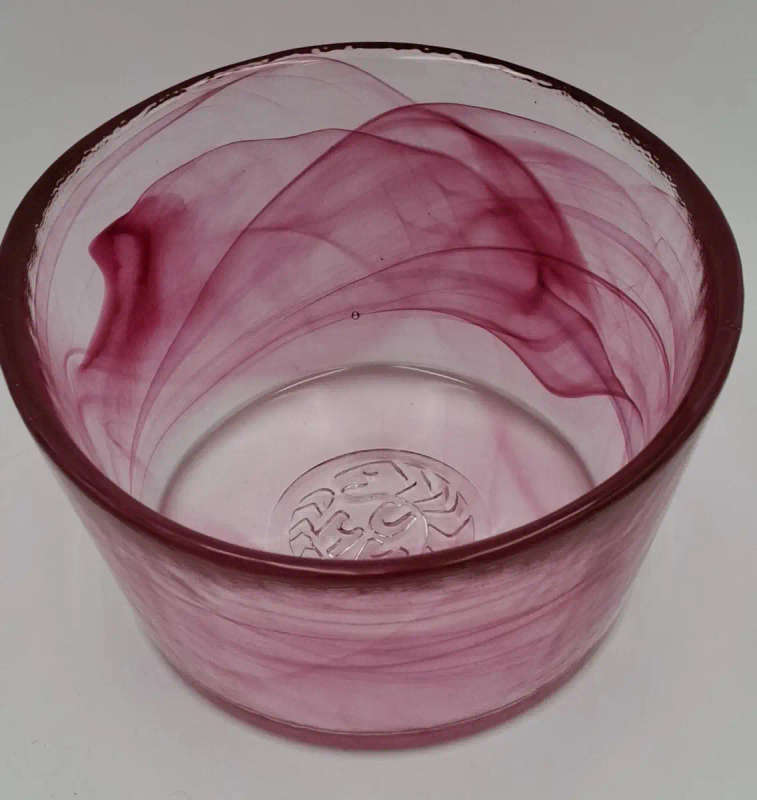 Vintage Kosta Boda Sweden  1970's Glass Bowl. Beautiful pink swirls