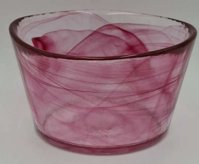 Vintage Kosta Boda Sweden  1970's Glass Bowl. Beautiful pink swirls