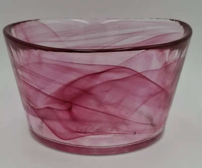 Vintage Kosta Boda Sweden  1970's Glass Bowl. Beautiful pink swirls