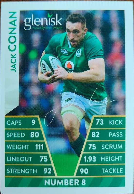 Glenisk Whiskey Irish Ireland rugby card player Jack Conan2