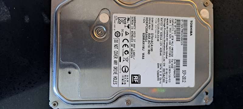 Toshiba Hitachi 1TB 3.5" Desktop Hard Drive