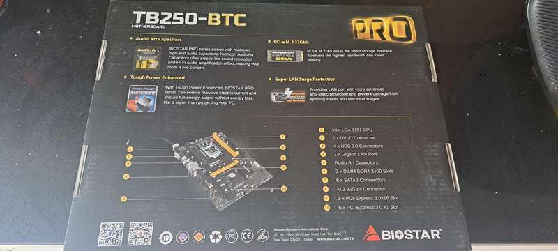 Biostar TB250-BTC Motherboard + CPU + M.2 SATA SSD