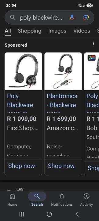 Plantronics Poly BlackWire 3320 Headset