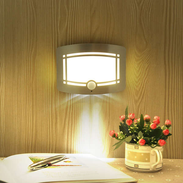 Wall Lamp, Aluminum LED Motion Sensor Sconce Battery Powered Adjustable Brightness,Stick-on Anywhere