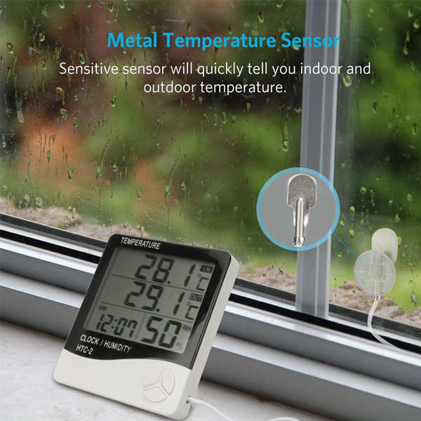 Temperature and Humidity Monitor With LCD Screen Alarm Clock