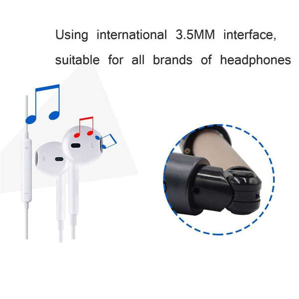Selfie Stick Microphone, Aluminum Alloy Selfie Mic Extendable Monopod Built-in Remote Shutter Selfie