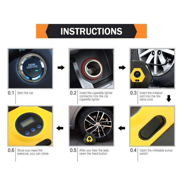 Auto Digital Tire Inflator 12V Portable Tire Pump Electric Air Compressor Pump 150PSI Vehicle Inflat