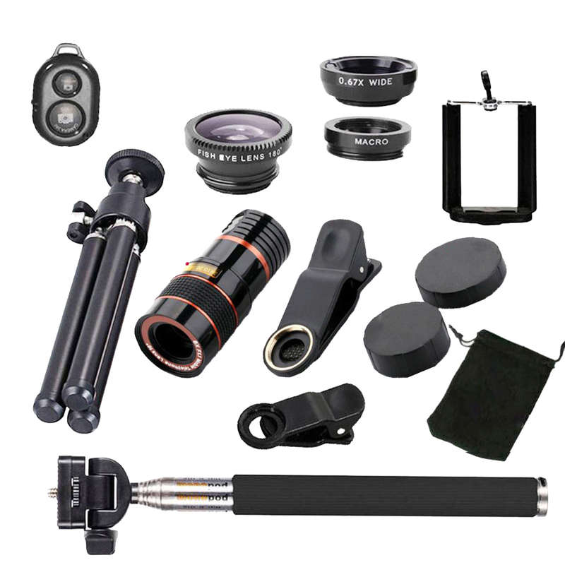 10-in-1 Function Cell Phone Lens Kit with Tripod & Selfie Stick