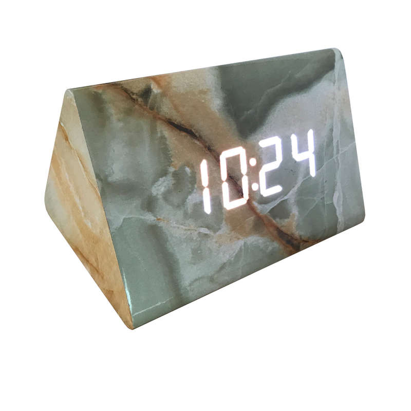 Multi-function Triangle LED Digital Marble Pattern Alarm Clock