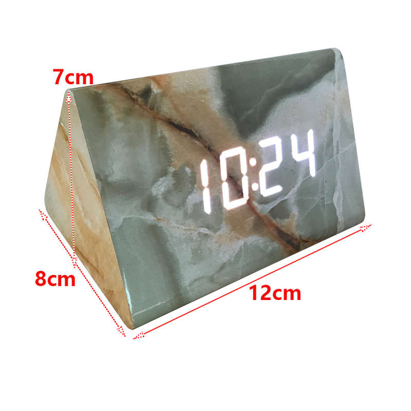 Multi-function Triangle LED Digital Marble Pattern Alarm Clock