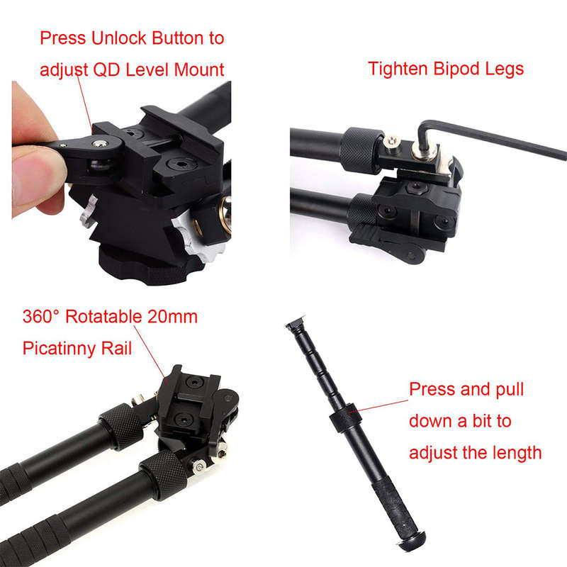 360° Rotatable Adjustable Tactical Hunting Rifle Bipod