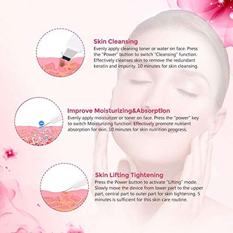 USB Ultrasonic Facial Deep Cleaner Skin Scrubber Spatula