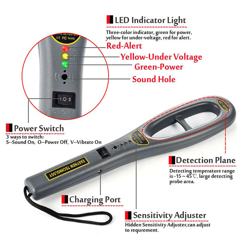 Portable High Sensitivity Hand Held Metal Detector
