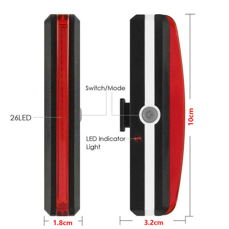 USB Rechargeable Bicycle LED Taillight
