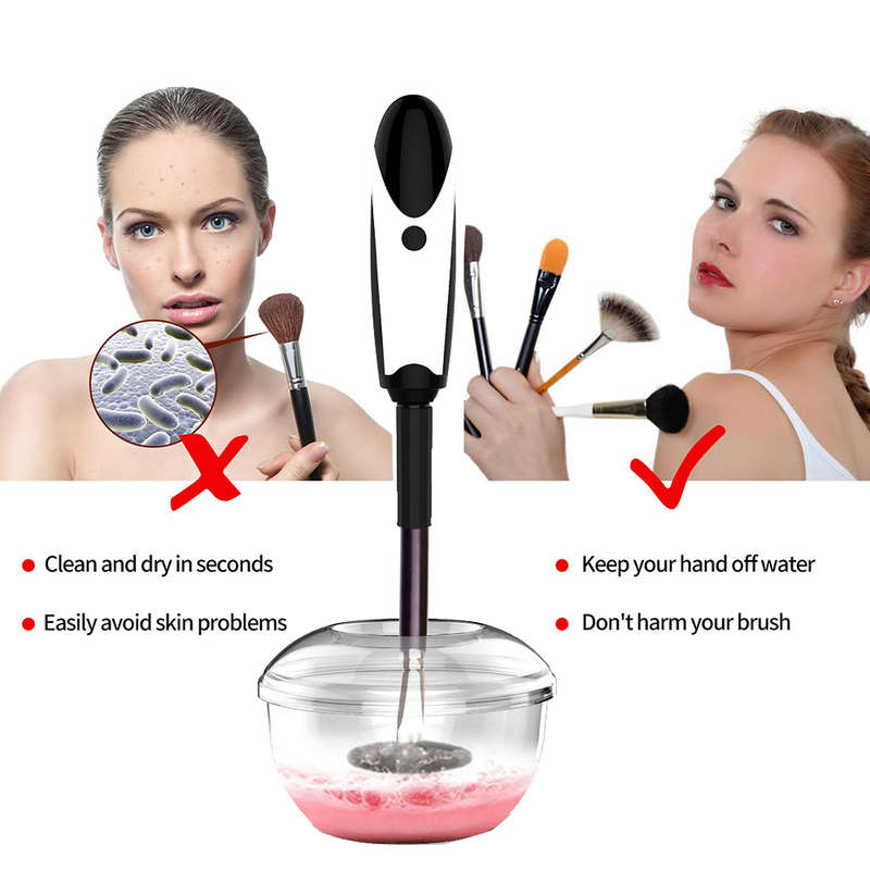 Portable Electronic Automatic Makeup Brush Cleaner & Dryer-White