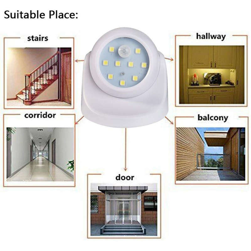 360° Rotation LED Motion Sensor Light - White