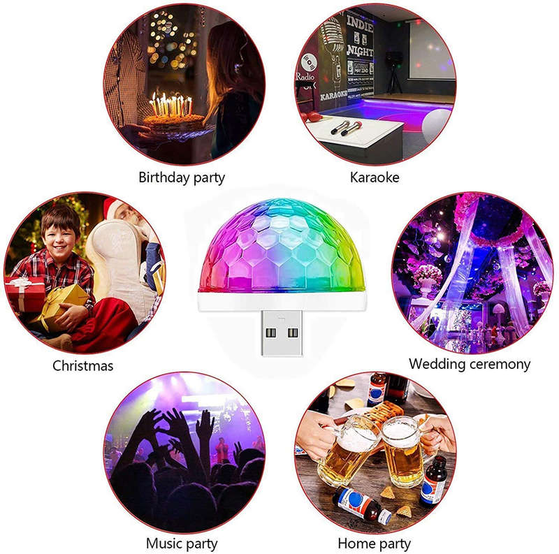 Multi Colored Sound Actived LED USB Mini Disco Ball Light