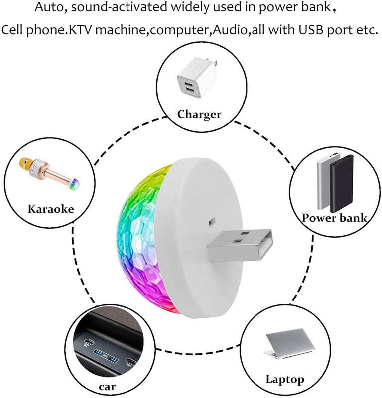 Multi Colored Sound Actived LED USB Mini Disco Ball Light