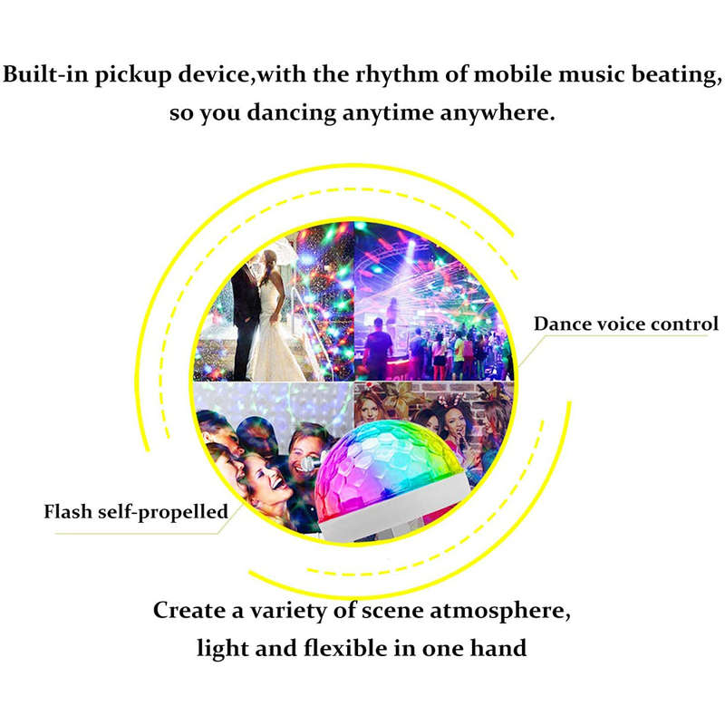 Multi Colored Sound Actived LED USB Mini Disco Ball Light