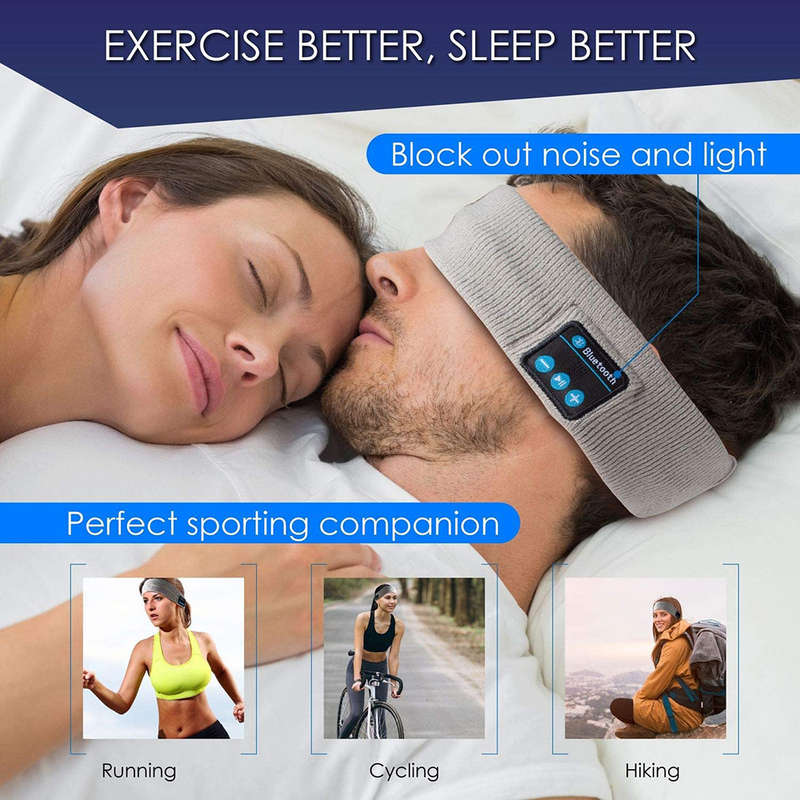 Wireless Bluetooth 5.0 Sports Stereo Run Headband Headphone - Gray & White