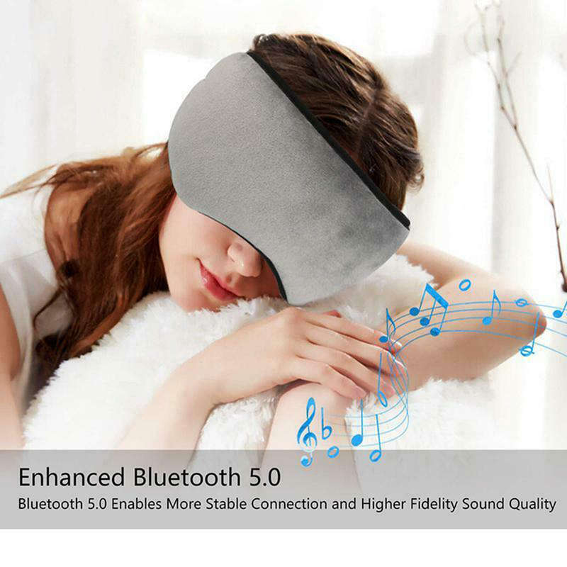Adjustable Soft Cotton Sleep Eye Mask with Bluetooth Headphone - Gray