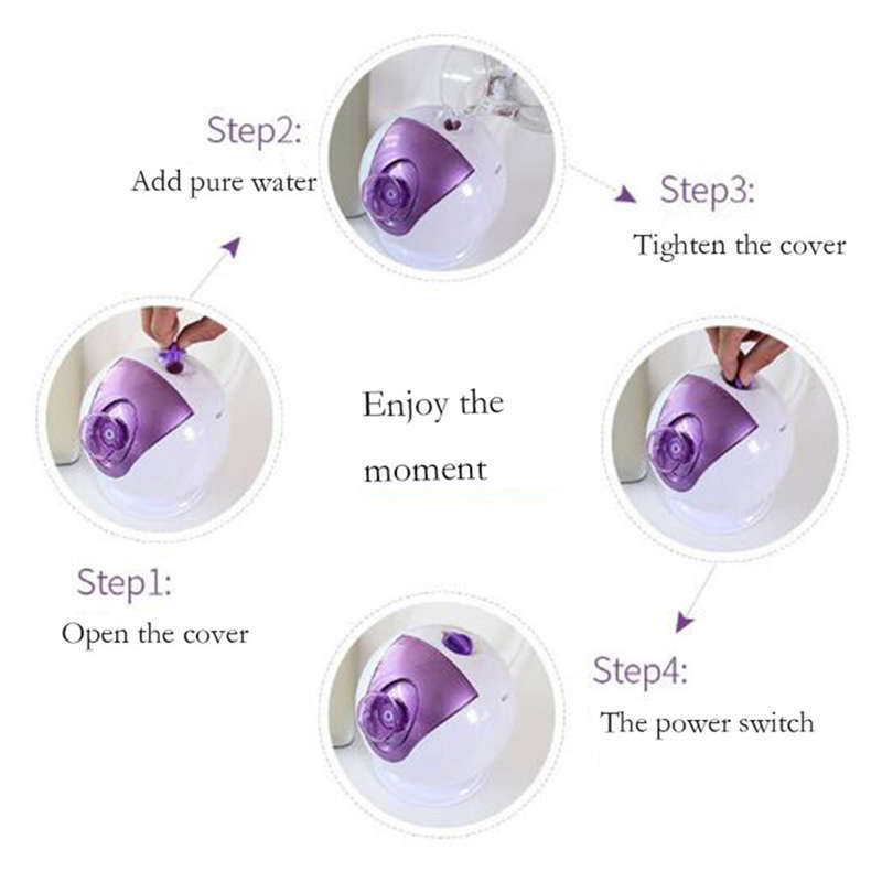 110ml Nano Ionic Facial Steamer Deep Cleaning Mist Steam Sprayer - Purple