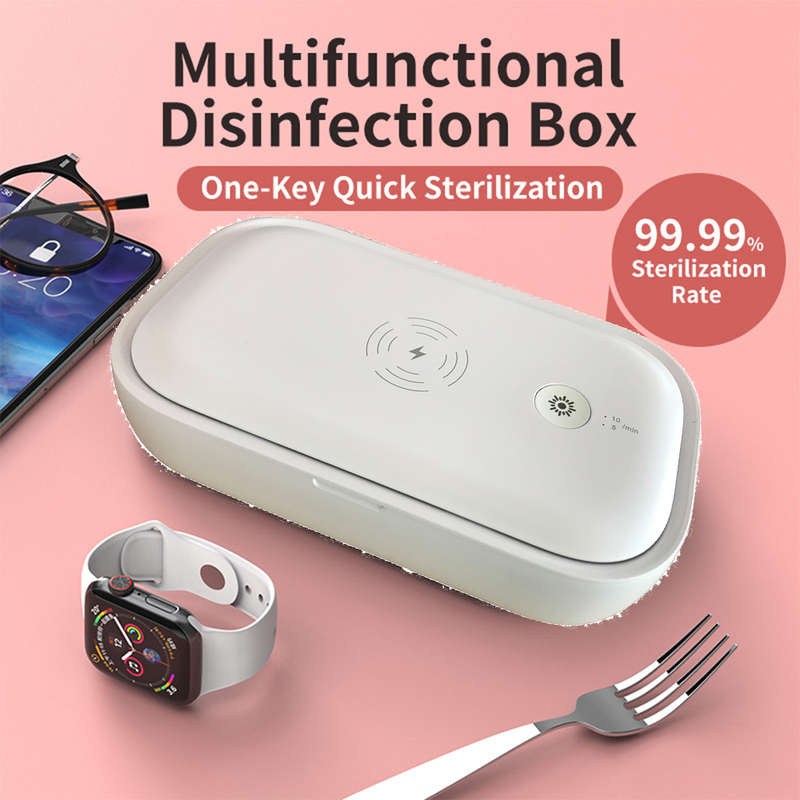 3-in-1 Fast Wireless Charger UV Sanitizer Box with Aromatherapy - White
