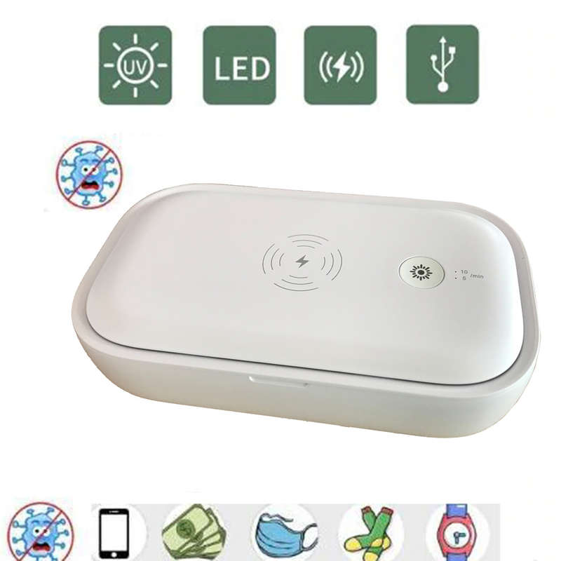 3-in-1 Fast Wireless Charger UV Sanitizer Box with Aromatherapy - White
