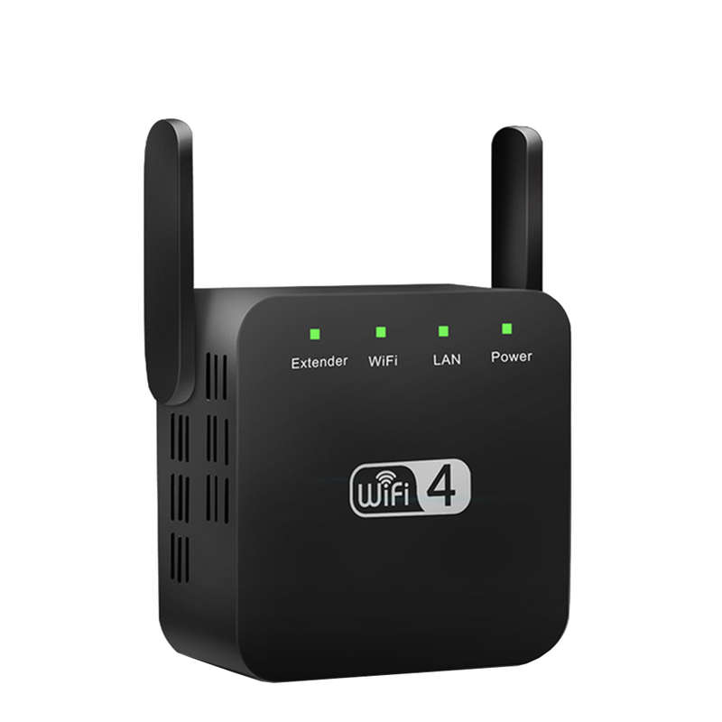 2.4G Wireless WiFi Repeater 300Mbps Wi-Fi Long Range Extender - Black