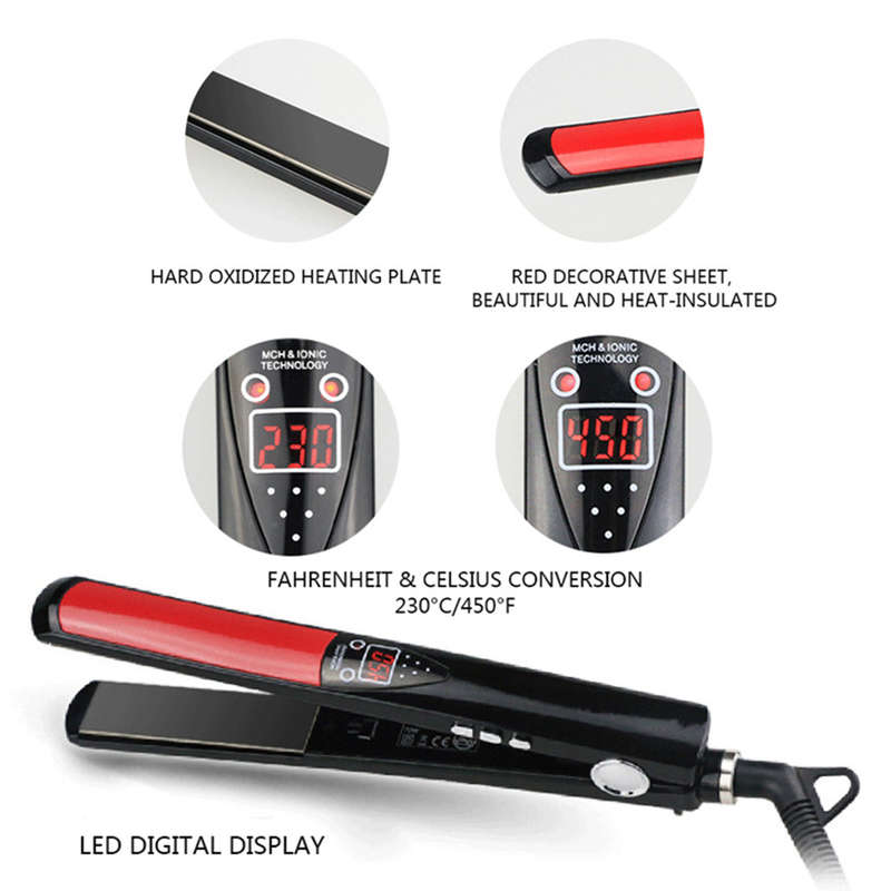 Portable 2 in 1 Ultra-Thin Flat Iron Hair Straightener with LED Display