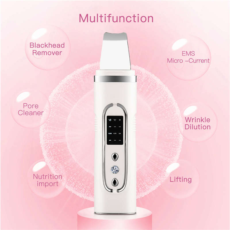 Ultrasonic Deep Face Cleaning Machine Skin Scrubber Shovel - White