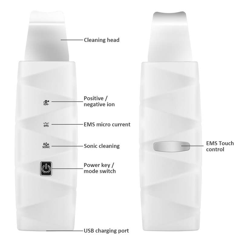 40°C Heat Electric Facial Ultrasonic Skin Scrubber Peeling Shovel