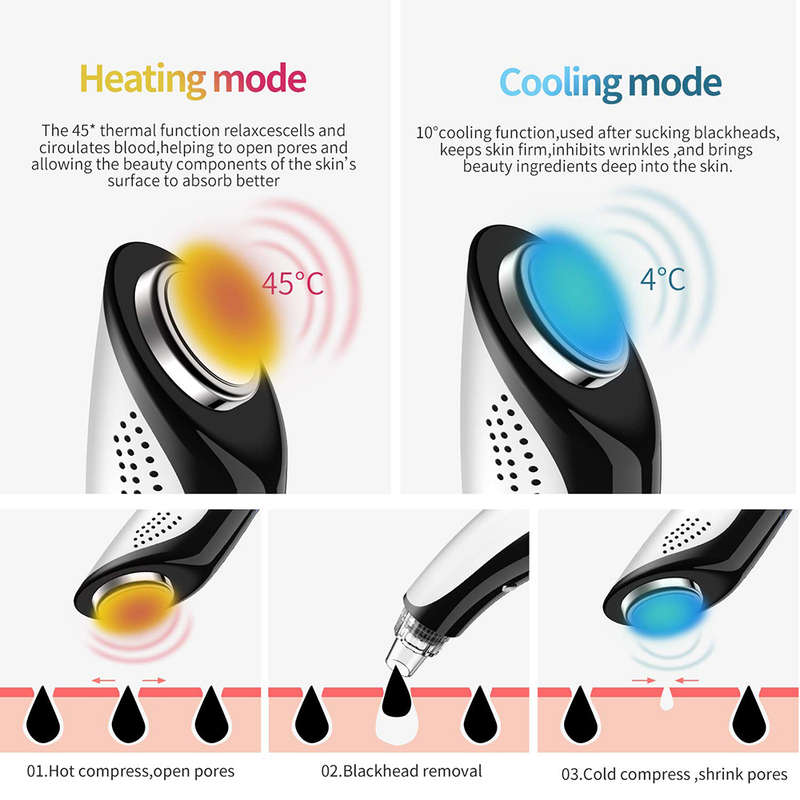 Blackhead Remover Vacuum with Hot & Cold Compress Pimple Pore Extractor