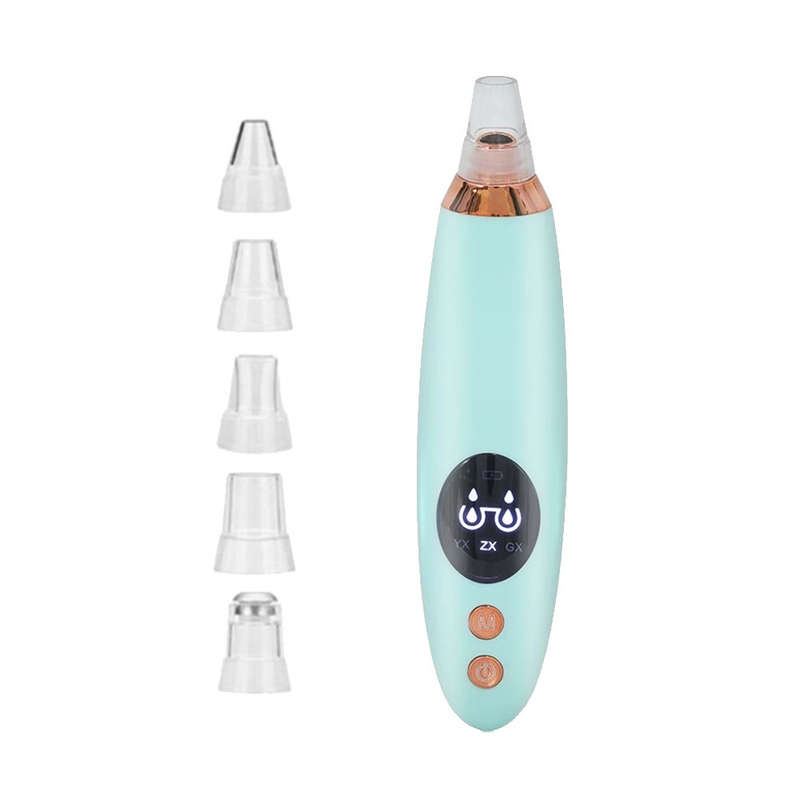 Electric Blackhead Vacuum Suction Machine with 6 Replaceable Heads - Green