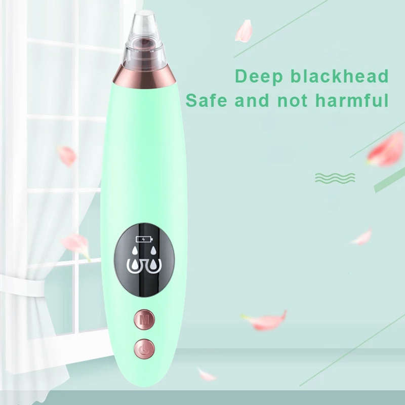 Electric Blackhead Vacuum Suction Machine with 6 Replaceable Heads - Green