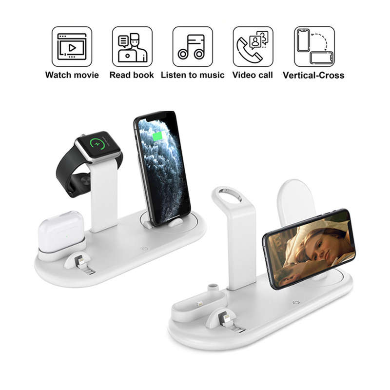 Mutifunction 7 in 1 Rotatable Wireless Charger Stand with Nightlamp White