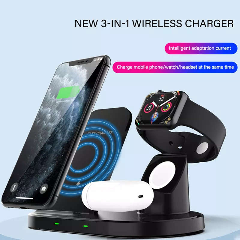 3 In 1 15W Wireless Charger Stand For iPhone 12 & iWatch & Airpods Pro