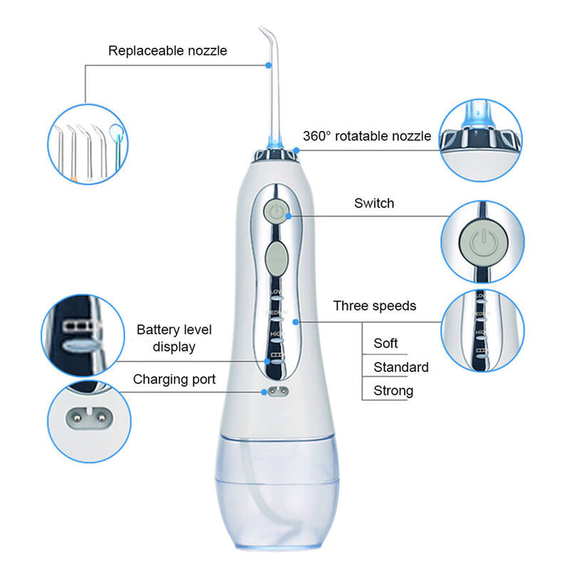 Professional Dental Oral Irrigator with 300ml Water Tank for Travel & Home