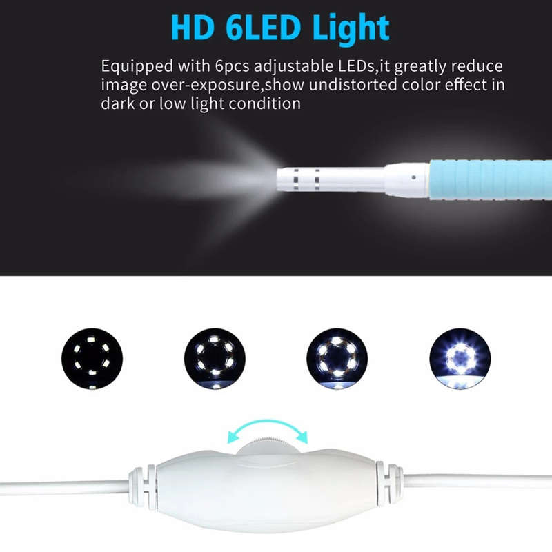 3 In 1 5.5mm Visual Earpick with LED Camera Endoscope - Blue